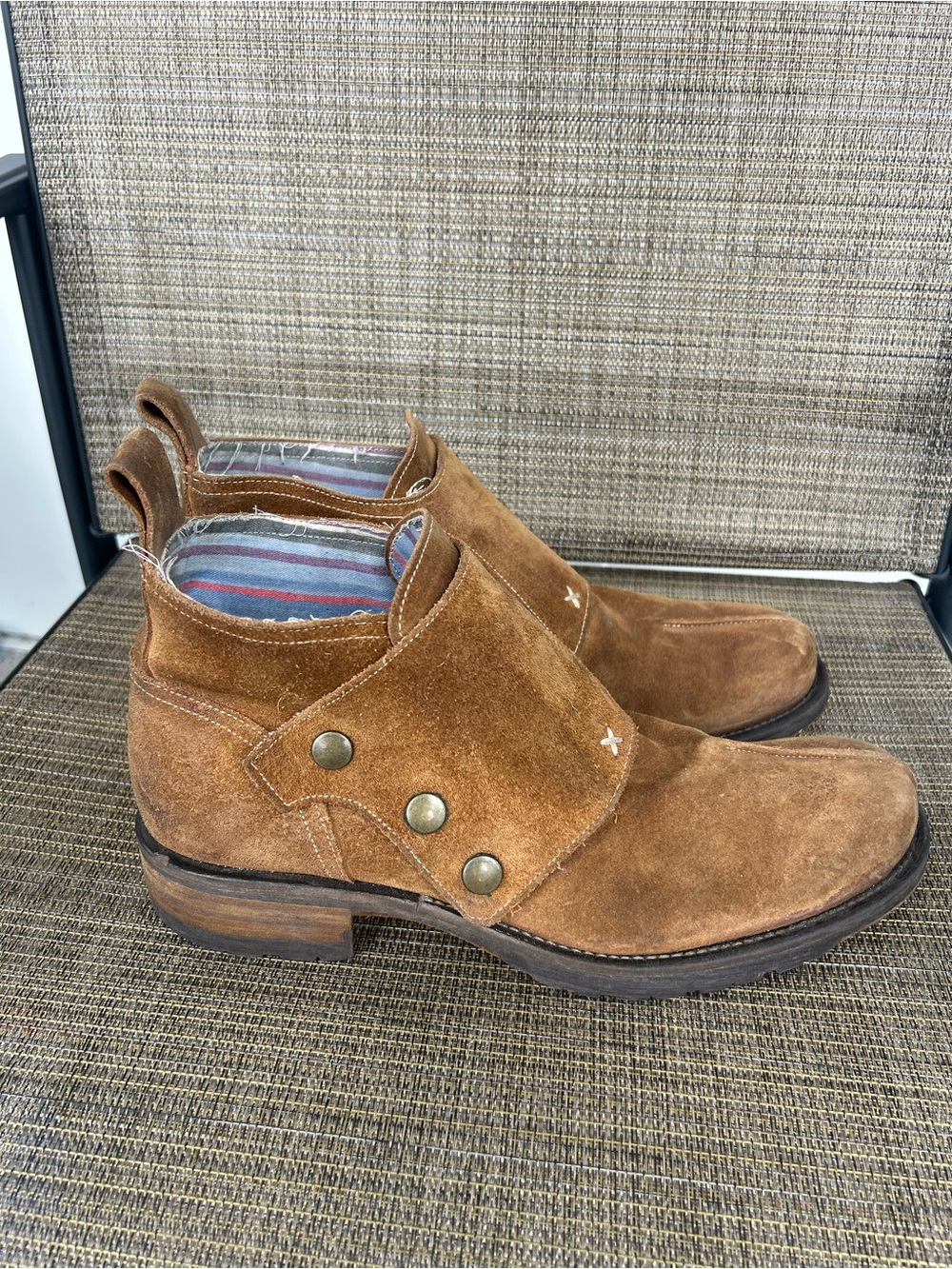 Gordon Rush men’s 10.5 Italian Tan Brown Suede Chukka Low Boots Snap Ankle shoes